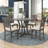 5-Piece Round Dining Table and Set with Special-shaped Legs and an Exquisitely Designed Hollow 25692411