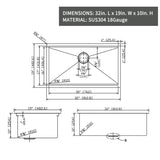 Workstation 32" L X 19" W Undermount Kitchen Sink With Accessories W122546355