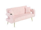 The straight-row white corduroy sofa with throw pillows, featuring a minimalist style, is suitable W1658P251982