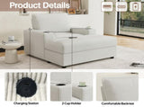42.8" Oversized Chaise Lounge Chair with Storage Ottoman, Corduroy Sofa Bed with Cup Holders & USB N765P350851W