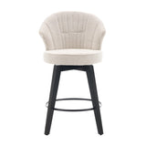 008-Set of 2 Counter Height Swivel Bar Stools, Chenille Upholstered Chairs with Wide Backrest for W2636P239835