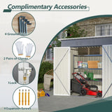 ZNTS 6'x4' Outdoor Metal Storage Shed for Garden Tools Lockable Door W2505P197225