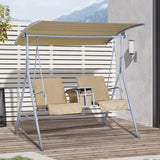 2 Person Porch Swing with Stand, Outdoor Swing with Canopy, Pivot Storage Table, 2 Cup Holders, W2225142480