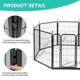 ZNTS Dog Playpen Pet Dog Fence, 32" Height 8 Panels Metal Dog Pen, Outdoor Exercise Pen with Door for RV, 30119568