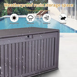 100 Gallon Resin Outdoor Deck Box Waterproof, Plastic Patio Box with Side Handles, Lockable W2556P211295