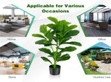 2-Pack 35.5" Artificial Fiddle Leaf Tree - 32 Realistic Leaves, PEVAPE Material, Green 40262150