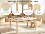 6-in-1 Kids Adjustable Height Sensory Activity with Chair, Natural Pine Wood Water Sand Play 61411915
