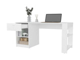 White Computer Desk with Drawer and Open Storage B062P290243