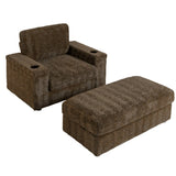 42" Oversized Chaise Lounge Indoor,Faux Rabbit Fur Sofa Bed with Storage Ottoman and N723P232726D