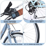 7 Speed City Bike With Basket , Steel Frame,Multiple Colors 22 Inch Girls Bicycle W1019P206926