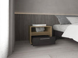 Nightstand, 1 Drawer, 4 Wheels, 1 Shelf, Natural Oak / Black B097P262382