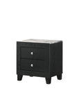 1pc Contemporary Modern White Faux Marble Top 2 Drawers Nightstand Black Finish Bedroom Furniture B2741P330120