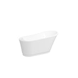 59" Acrylic Freestanding Bathtub, White Modern Stand Alone Soaking Bathtub, Brushed Nickel Drain and W2568P195759