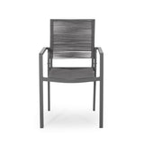 Outdoor Modern Aluminum Dining Chair with Rope Seat , Gray and Dark Gray 70660.00DGRY