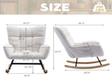 Teddy Fabric Wingback Glider Rocker with Side Storage Pocket, Soft Comfy Nursing Rocking Chair, 74089251