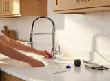 Kitchen Faucet with Pull Down Sprayer Industrial 1 Handle 1 Hole Or 3 Hole Faucet for Farmhouse 66461003