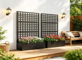 Black 35"x16"x70" Galvanized Raised Garden Bed Planter Box with Trellis for Climbing Vegetables & 37788703
