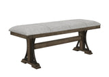1Pc Transitional Style Bench Upholstered Seat Brown/Gray Finish Fabric Wood Metal Dining Room B011P206738