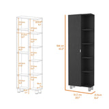 Urano Mirror Linen Cabinet, Four Interior Shelves, Five External Shelves -Black B20091988