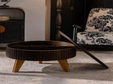 31.5" Retro Round Coffee Table with Storage Space, Suitable for Living Room and Office, Brown W757P370297