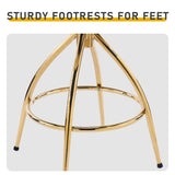 2pcs Teddy Velvet Gold-plated Iron Feet Bar Stool Weaving Style White With Swivel 54069283