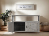 Wooden Patio Bar Table Set with Storage, Buffet Cabinet Sideboard for Outdoor and Indoor W2640P262542