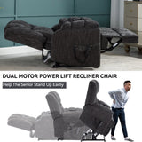 ZNTS Dual Motor Heat Massage Infinite Position Up to 350 LBS Electric Power Lift Recliners with W1803P206487