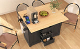 K&K 55.7'' Large Kitchen Island with 2 Drop Leaf,, Rolling Kitchen Cart on 5 Wheels with Power N707P186617B