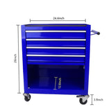 4 DRAWERS MULTIFUNCTIONAL TOOL CART WITH WHEELS-BLUE W110280933