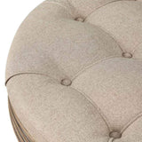 Large Round Waterproof Ottoman Coffee Table 2 Tier Oversized Button Tufted Ottoman with Wooden Shelf W1445P175897