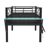 Gaming mid loft bed with desk, LED, Twin, Black 90531759