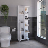 Crovie Linen 63-inch High Bathroom Cabinet Linen Storage Cabinet with Seven Open Shelves B070P173184