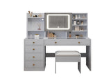 Pitted Particleboard With Triamine Coating, Tempered Glass Table Top, 5 Drawers, With Shelves, With 17307547