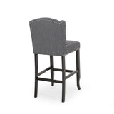 Vienna Contemporary Fabric Tufted Wingback 31 Inch Counter Stools, Set of 2, Charcoal and Dark Brown 64856.00CHAR
