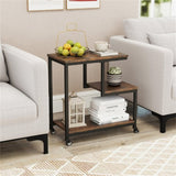 3-layer brown edge table with wheels 09421955