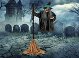 7-foot Halloween decoration witch broom with LED 21003903