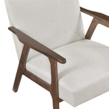 Modern Home Furniture Beige Fabric Upholstery 1pc Accent Chair Brown Finish Solid Rubberwood B011P308028