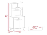 Pantry Cabinet 67" H, Four Doors, One Drawer, Three Internal Shelves, 2 External Storage Shelves, B097133019