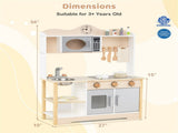 Gray Wooden Kids Play Kitchen with 13 Accessories, Pretend Cooking Set for Toddlers 3 86229535
