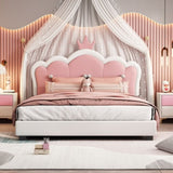 Full size Upholstered Princess Bed With Crown Headboard,Full Size Platform Bed with Headboard and N733P180808K