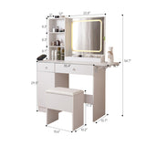 Vanity Desk with Lighted Mirror & Power Outlet, Makeup Vanity Desk with Drawers and Large Storage W3008P234569