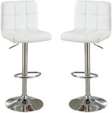 ZNTS White Faux Leather Bar Stool Counter Height Chairs Set of 2 Adjustable Height Kitchen Island Stools HS00F1566-ID-AHD