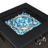Wicker Fire Pit Column with Glass Wind Guard 56659586