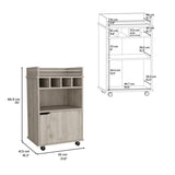 DEPOT E-SHOP Sims 35" H Bar Cart with Two Shelves four Wine Cubbies and One Cabinet,Light Pine B097P167415
