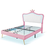 ZNTS Full Size Upholstered Bed Frame with LED Lights,Modern Upholstered Princess Bed With Crown WF307962AAH