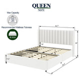 Same as B083P156197 Anda Patented 2-Drawers Storage Bed Queen Size Ivory Boucle Upholstered Platform B191P191660