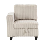 Modern Living Room Furniture 1pc Beige Chair with One Arm, Storage Pouch and Charging Ports Corduroy B011P206261