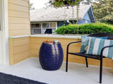 9.4" Steel Patio End Table, Round Hollow Drum Side Table, Accent Table for Indoor and Outdoor, Blue 21472305