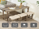 4-Piece Bar Table Set with Power Outlet, Dining Bar Table and Chairs Set,Bar Table Set with 3 Padded W1998P193826