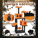 61" Halloween Cat Tree, Large Cat Tower with 2 Spacious Cat Condos, 2 Padded Perches, 2 Hammocks, 04019116